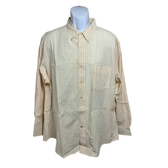 Men's Club Room Button Down Shirt Sz XXL Light Yellow Grid Long-Sleeve Cotton - Picture 5 of 5